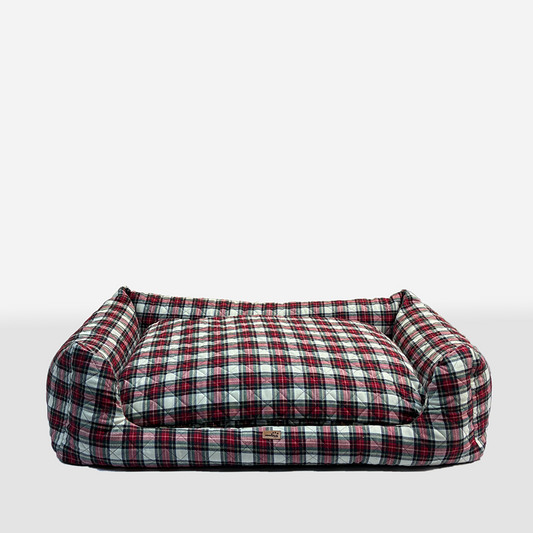 Hundebett mit Seitenwand Karo